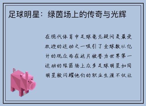 足球明星：绿茵场上的传奇与光辉